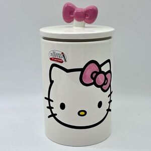 Sanrio Hello Kitty Hand Painted Ceramic Food/Treats Storage Canister 7” tall